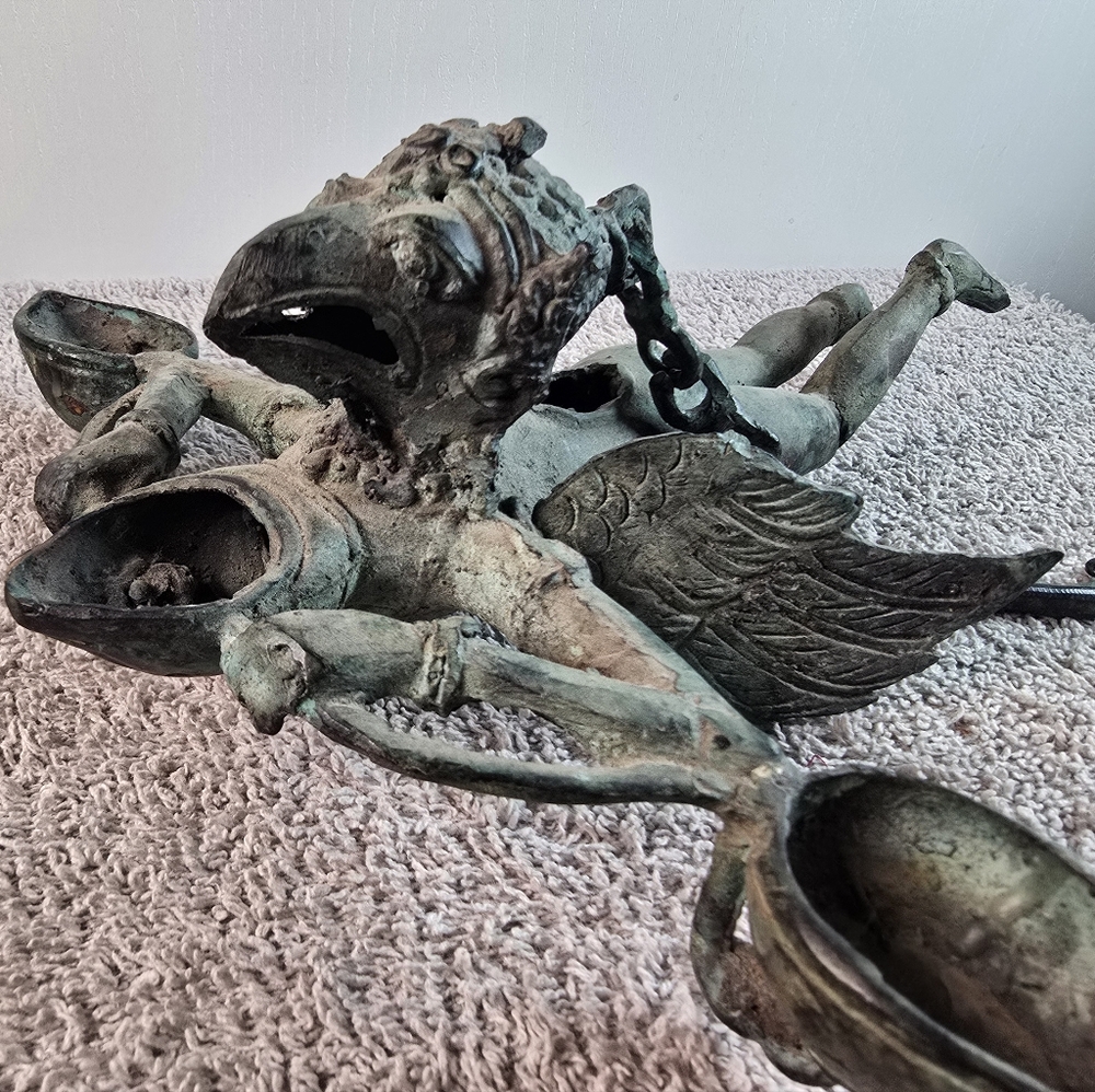 Hanging Bronze Flying Garuda Oil Lamp - Picture 12 of 16
